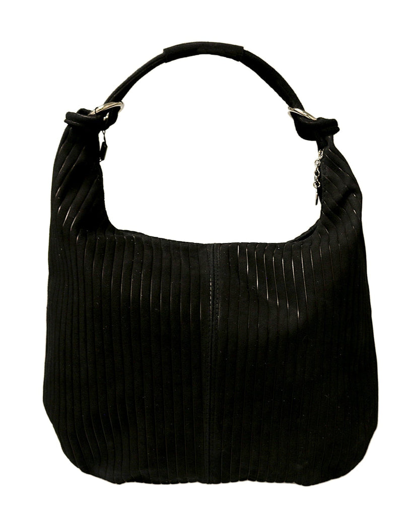 Pierre Cardin Black Leather Large Hobo Relaxed Suede Shoulder Bag