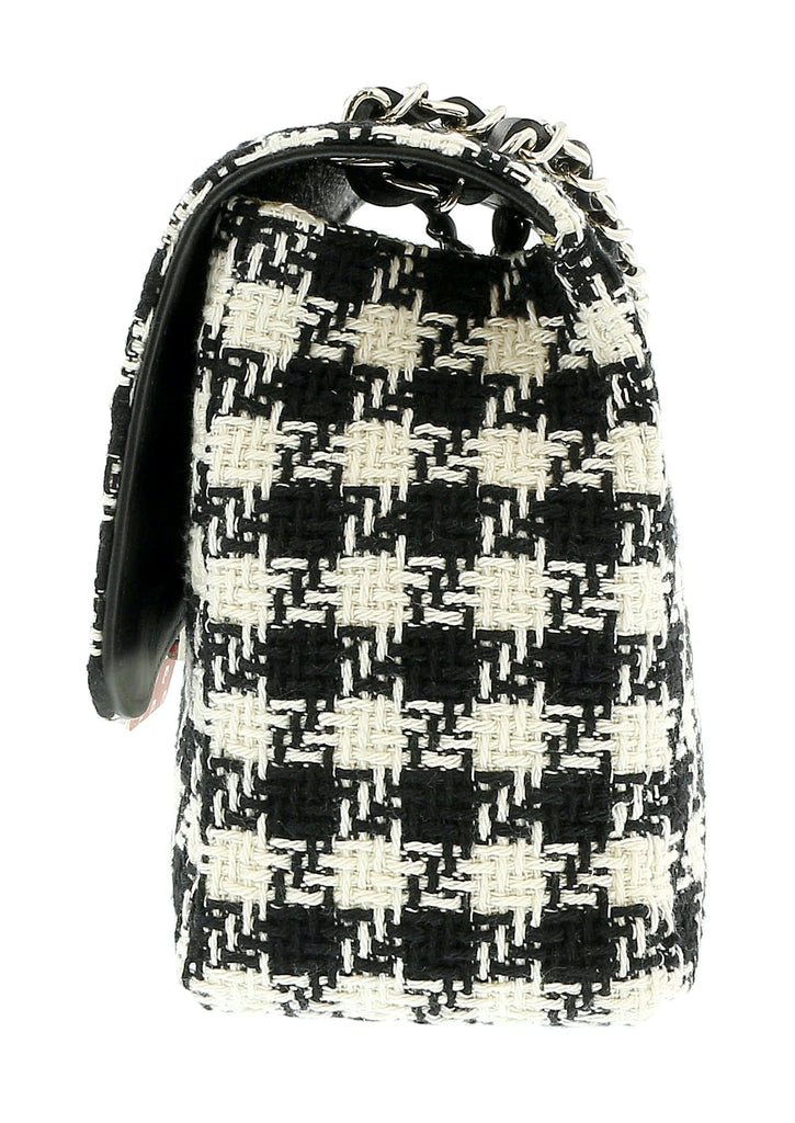 Pierre Cardin Medium  White Tweed Medium Curb Chain Shoulder Bag