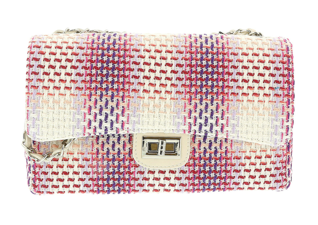 Pierre Cardin Medium  Pink Tweed Medium Curb Chain Shoulder Bag