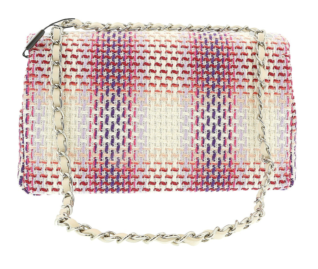 Pierre Cardin Medium  Pink Tweed Medium Curb Chain Shoulder Bag