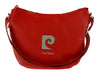 Pierre Cardin Red Leather Half Moon Relaxed Shoulder Bag