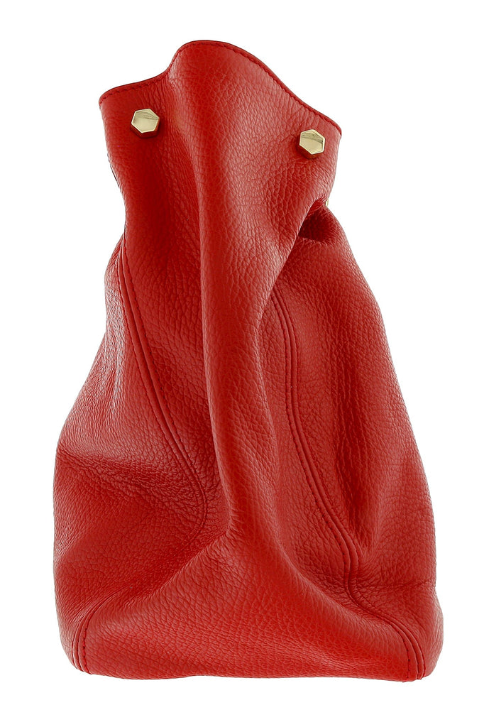 Pierre Cardin Red Leather Relaxed Bucket Bag