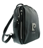 Pierre Cardin Black Leather Soft Logo Fashion Backpack