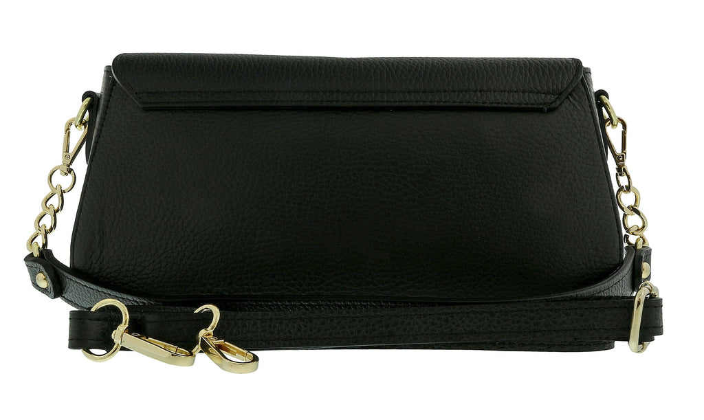 Pierre Cardin Black Leather Medium Structured Logo Shoulder Bag