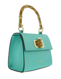 Pierre Cardin Turquoise Leather Small Vintage Structured Satchel Bag