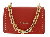 Pierre Cardin Red Leather Medium Structured Acetate Strap Shoulder Bag