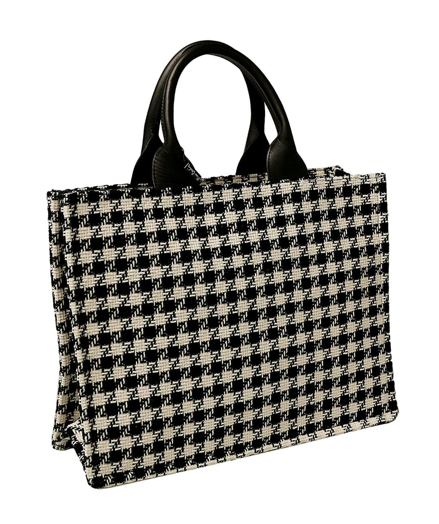 Pierre Cardin Large White Structured Tweed Canvas Shopper Tote