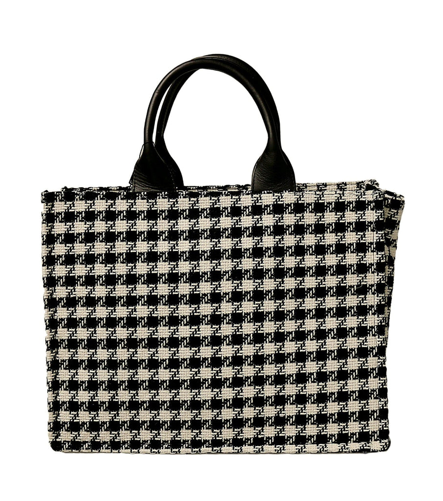 Pierre Cardin Large White Structured Tweed Canvas Shopper Tote