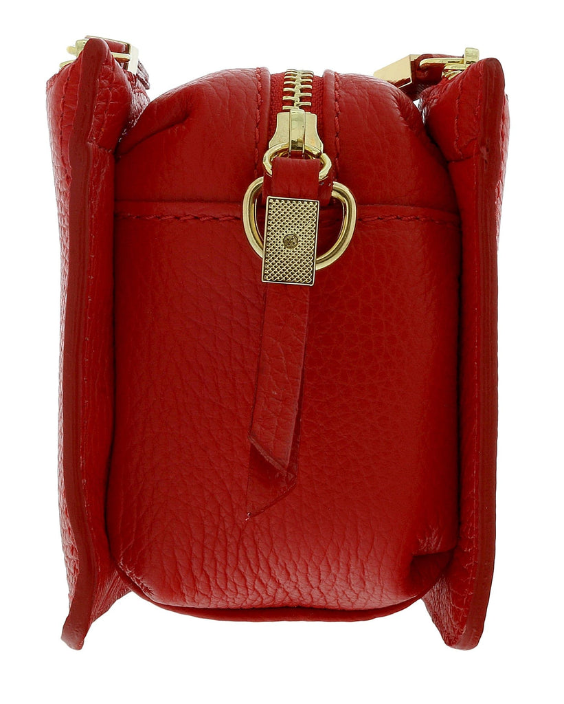 Pierre Cardin Red Leather Small Structured Square Crossbody Bag