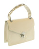 Pierre Cardin Cream Leather Structured Top Handle Satchel Bag