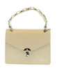 Pierre Cardin Cream Leather Structured Top Handle Satchel Bag