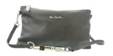 Pierre Cardin Anthracite Leather Small Slouchy Fashion Pouch Clutch