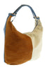 Pierre Cardin Tan Grey Leather Large Hobo Relaxed Suede Shoulder Bag