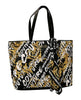 Versace Jeans Couture Black/Gold Baroque Pattern Scarf Shopper Tote Bag