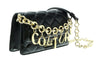 Versace Jeans Couture Black Charm Chain Strap Small Quilted Shoulder Bag