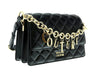 Versace Jeans Couture Black Charm Chain Strap Medium Quilted Shoulder Bag