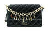 Versace Jeans Couture Black Charm Chain Strap Medium Quilted Shoulder Bag