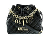 Versace Jeans Couture Black Charm Chain Strap Small Quilted Bucket Shoulder Bag