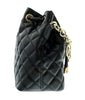 Versace Jeans Couture Black Charm Chain Strap Small Quilted Bucket Shoulder Bag