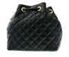 Versace Jeans Couture Black Charm Chain Strap Small Quilted Bucket Shoulder Bag