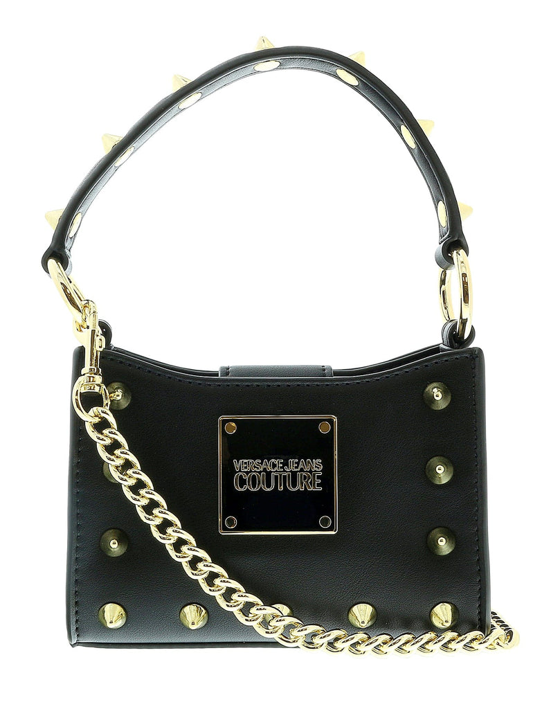 Versace Jeans Couture Black Signature Structured Mini Crossbody Hobo Bag