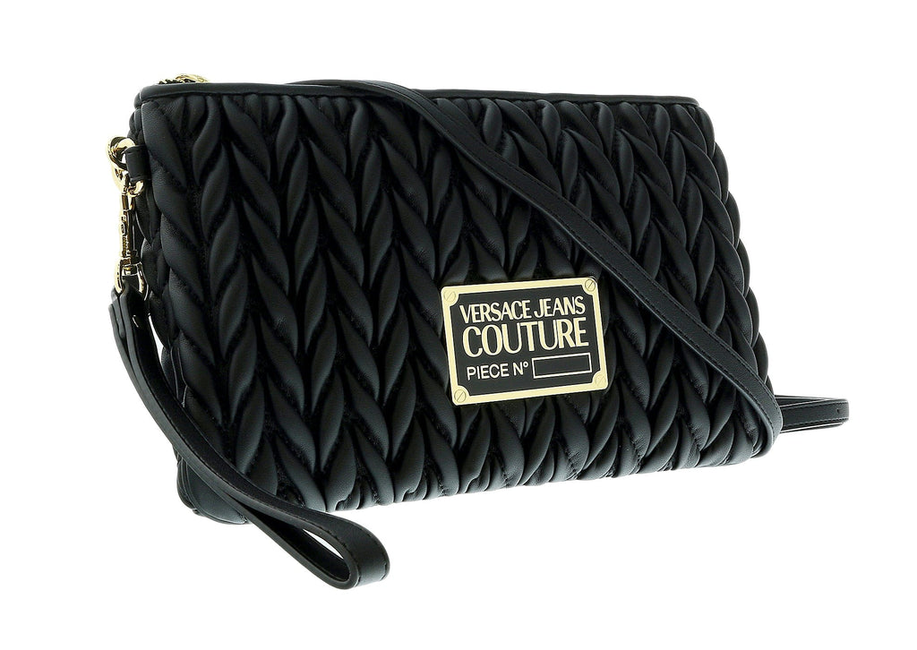 Versace Jeans Couture Black Small Braid Pouch Clutch Crossbody Bag