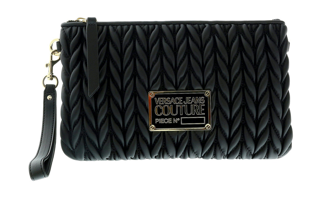 Versace Jeans Couture Black Small Braid Pouch Clutch Crossbody Bag