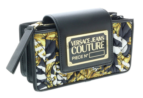 Versace Jeans Couture Black Structured Baroque Belt Crossbody/Shoulder Bag  for womens: Handbags