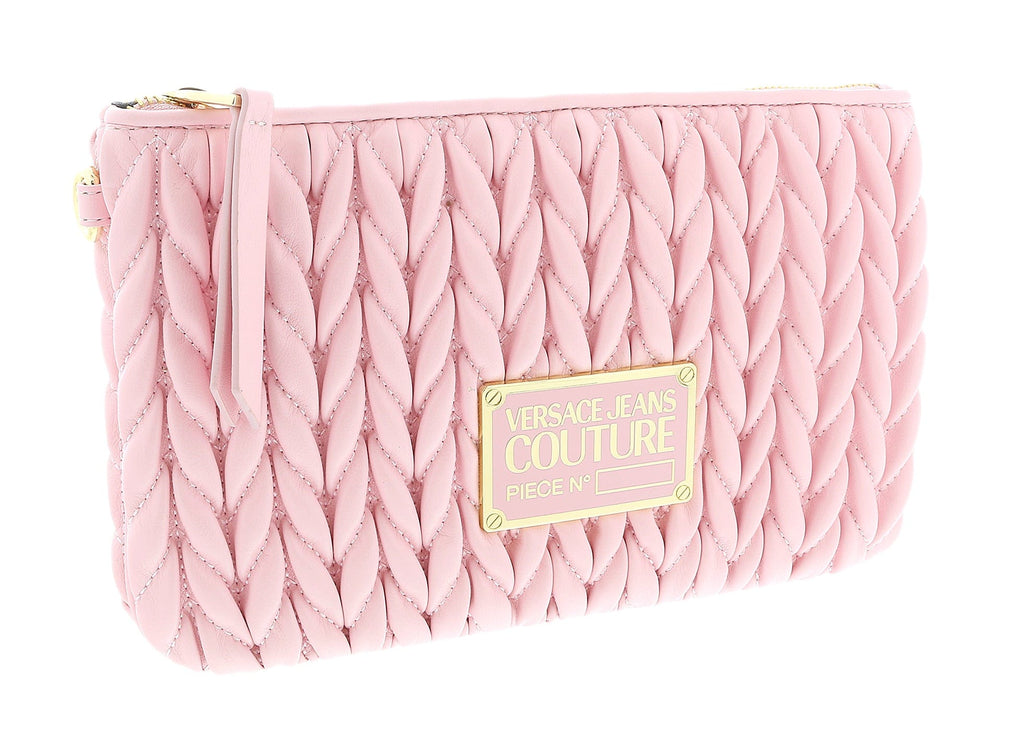 Versace Jeans Couture Small Pink Braided Pouch Wristlet Crossbody Bag