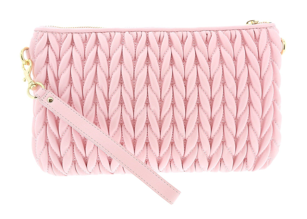 Versace Jeans Couture Small Pink Braided Pouch Wristlet Crossbody Bag