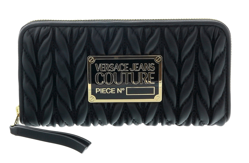 Versace Jeans Couture Small Black Braided Continental All Around Zip Wallet