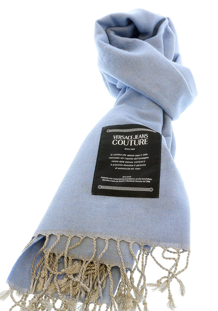 Versace Jeans Couture Light Blue Signature Label Fringe Fashion Scarf