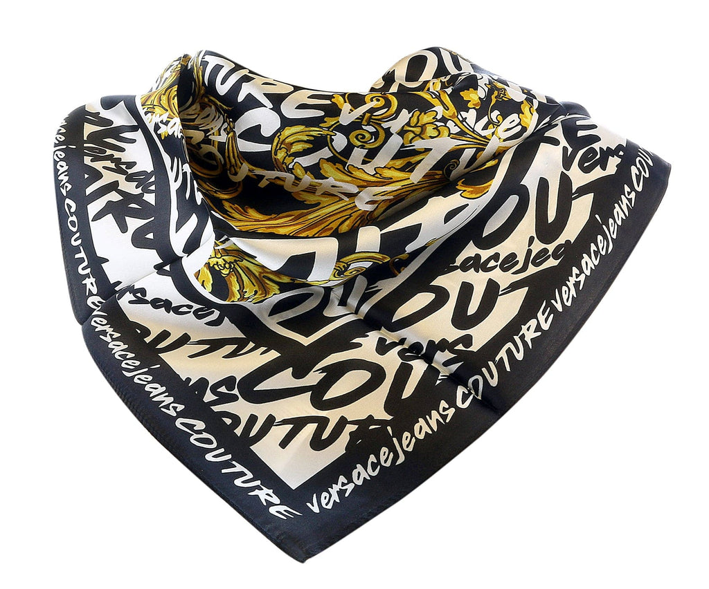 Versace Jeans Couture Black/Gold/White Brush Stroke Signature Pattern Fashion Scarf