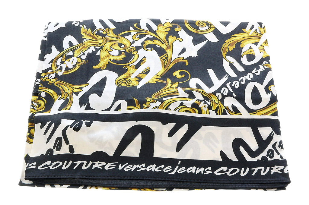 Versace Jeans Couture Black/Gold/White Brush Stroke Signature Pattern Fashion Scarf