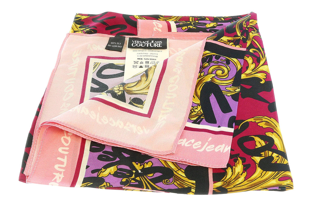 Versace Jeans Couture Black/Pink Baroque Signature Pattern Fashion Scarf