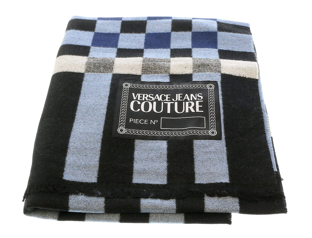 Versace Jeans Couture Blue/Grey Checkered Pattern Scarf