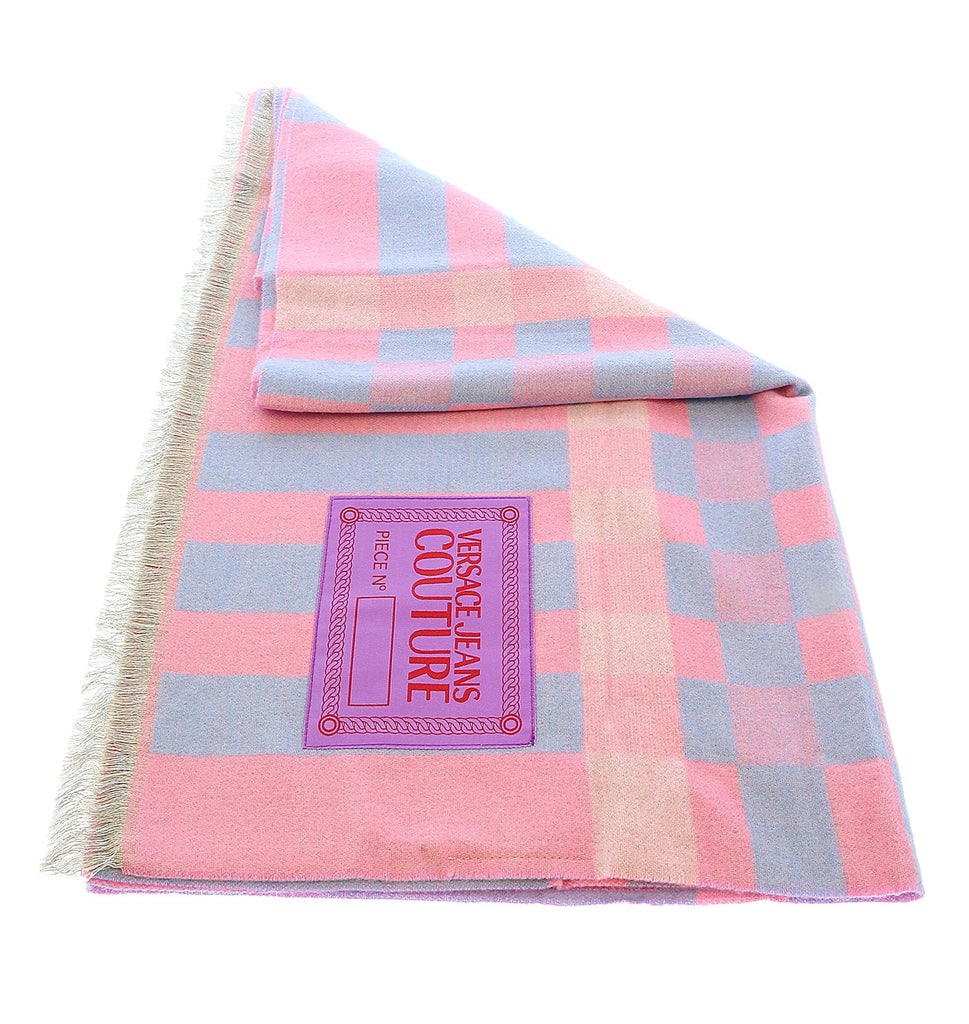 Versace Jeans Couture Pink Checkered Pattern Scarf