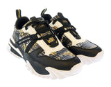 Versace Jeans Couture Black Gold Lace Up Fashion Athletic Sneakers-10.5