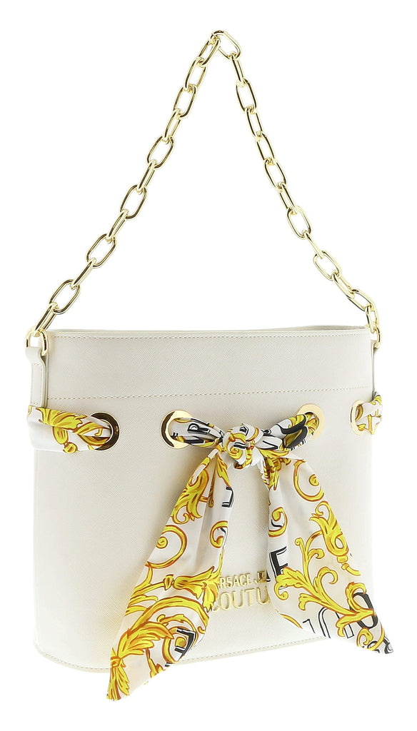 Versace Jeans Couture White Scarf Embellished Medium Bucket Bag