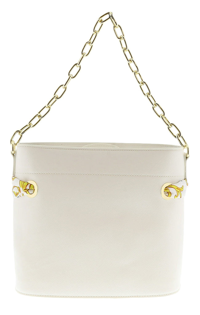 Versace Jeans Couture White Scarf Embellished Medium Bucket Bag