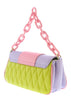 Versace Jeans Couture Lime Lavender Quilted Signature Medium Shoulder Bag