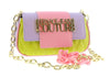 Versace Jeans Couture Lime Lavender Quilted Signature Medium Shoulder Bag