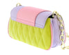 Versace Jeans Couture Lime Lavender Quilted Signature Medium Shoulder Bag