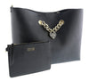 Versace Jeans Couture Black Heart Chain Charm Embellished Shopper Tote Bag