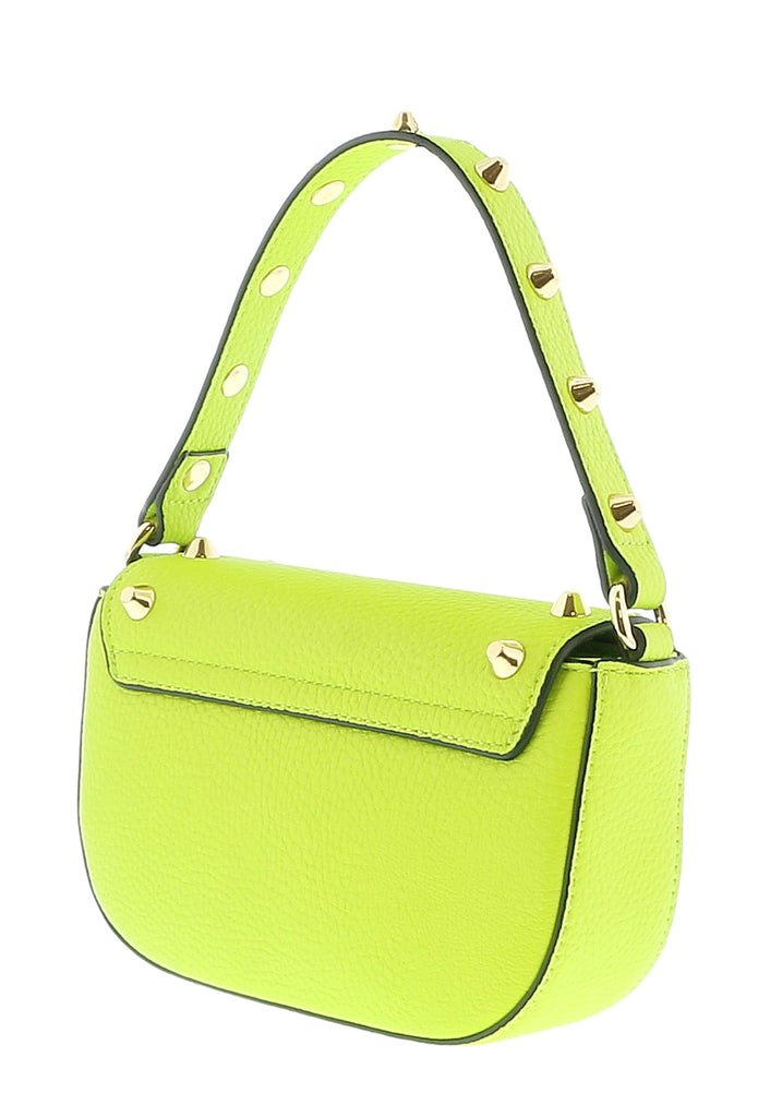 Versace Jeans Couture Lime Structured Riveted Shoulder Bag