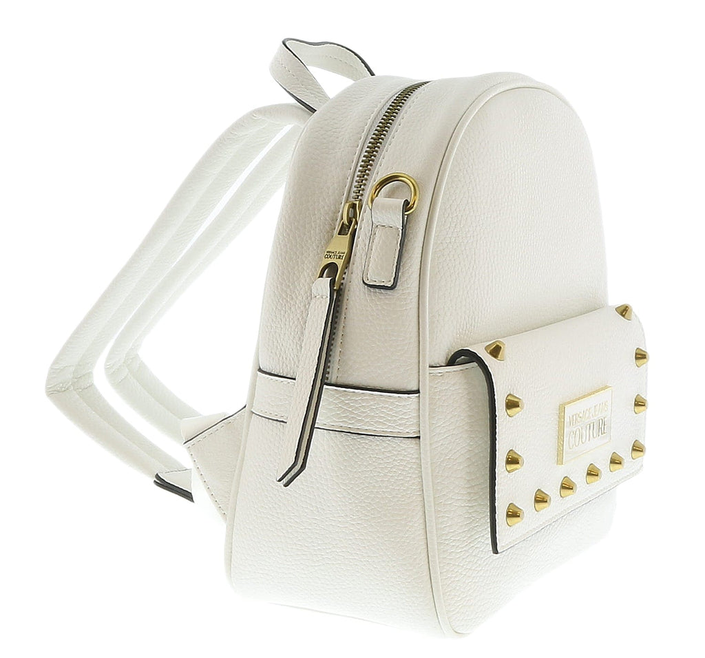 Versace Jeans Couture White Structured Riveted Fashion Backpack Bag