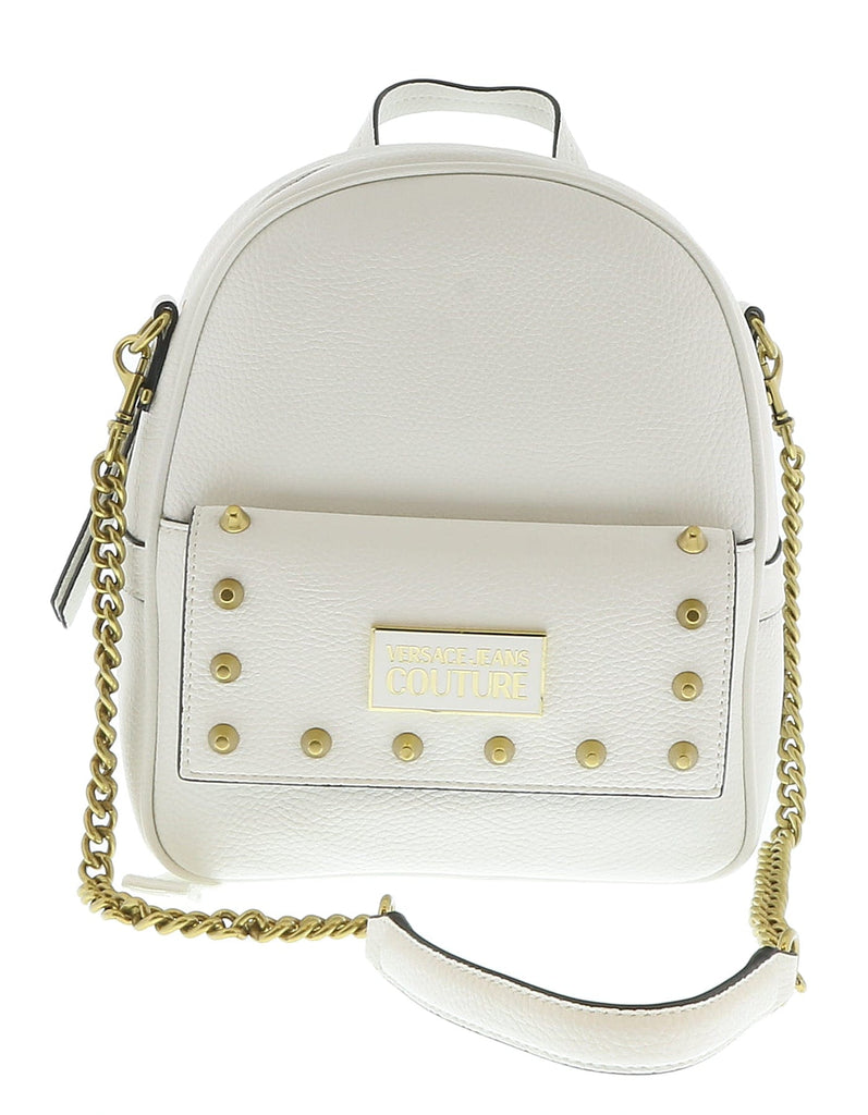 Versace Jeans Couture White Structured Riveted Fashion Backpack Bag