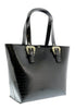 Versace Jeans Couture Black Croc Embossed Baroque Buckle Charm Shopper Tote