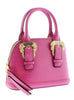 Versace Jeans Couture Fuschia Croc Embossed Baroque Buckle Dome Satchel Bag