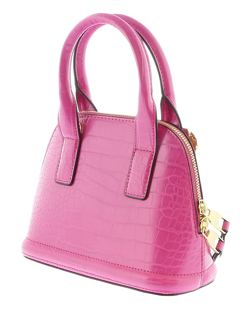 Versace Jeans Couture Fuschia Croc Embossed Baroque Buckle Dome Satchel Bag